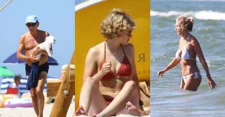 Beata Ścibakówna i Jan Englert wylegują się na plaży w Juracie. Dołączyła do nich Helena