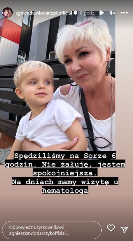 Agnieszka Włodarczyk o zdrowiu syna (fot. Instastory)