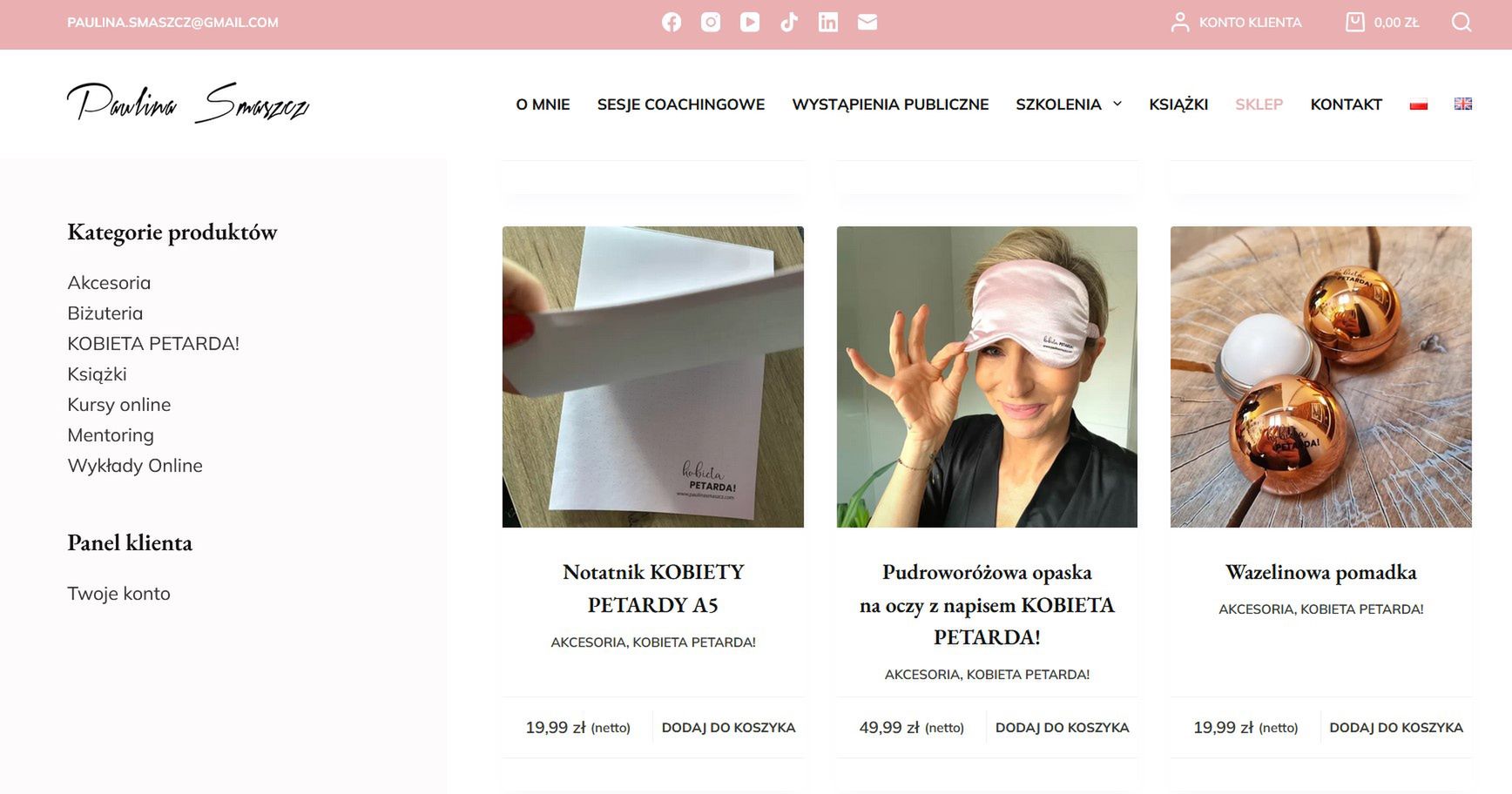 Oferta sklepu internetowego Pauliny Smaszcz