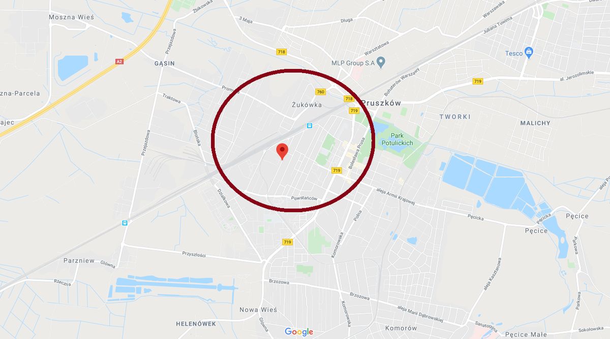 Pożar w Pruszkowie. Na miejscu akcja straży pożarnej