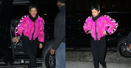 Rihanna w RÓŻOWYM FUTERKU!