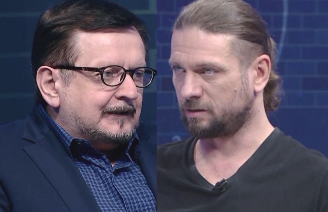 Stanisław Janecki i Krzysztof Feusette byli prowadzącymi programu "W tyle wizji" TVP Info 