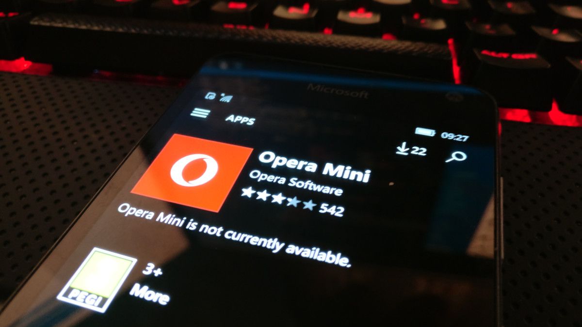 Opera Mini już niedostępna (źródło: mspoweruser.com)