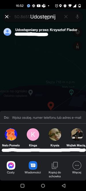 Google Maps: udostępniamy na tel. mail, Messenger czy WhatsApp 