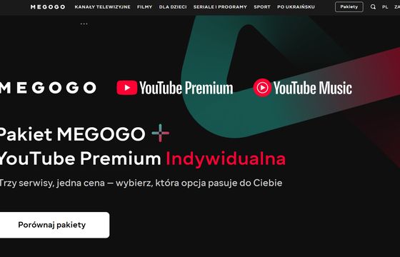 Platforma Megogo w pakiecie z YouTube Premium