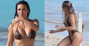 Kim Kardashian i Khloe Kardashian "przyłapane" na plaży. Wyglądają jak na Instagramie? (ZDJĘCIA)