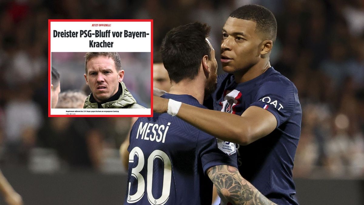 Getty Images / Jean Catuffe/Contributor/bild.de / Na zdjęciu: Lionel Messi i Kylian Mbappe; na małym zdjęciu: Julian Nagelsmann w artykule Bilda