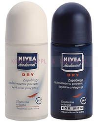 Dezodorant NIVEA Dry zapobiega nadmiernemu poceniu i delikatnie pielęgnuje skórę. Stanowi skuteczną 24-godzinną ochronę, zapewnia przyjemnie suchą skórę. Nie zawiera alkoholu.