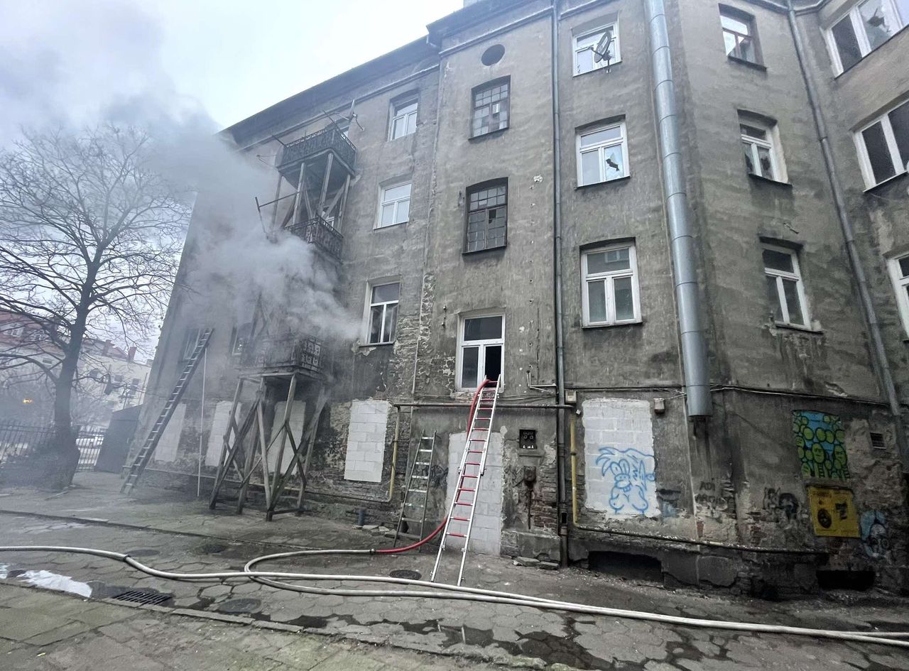 Pożar pustostanu przy ulicy Kwiatka 9