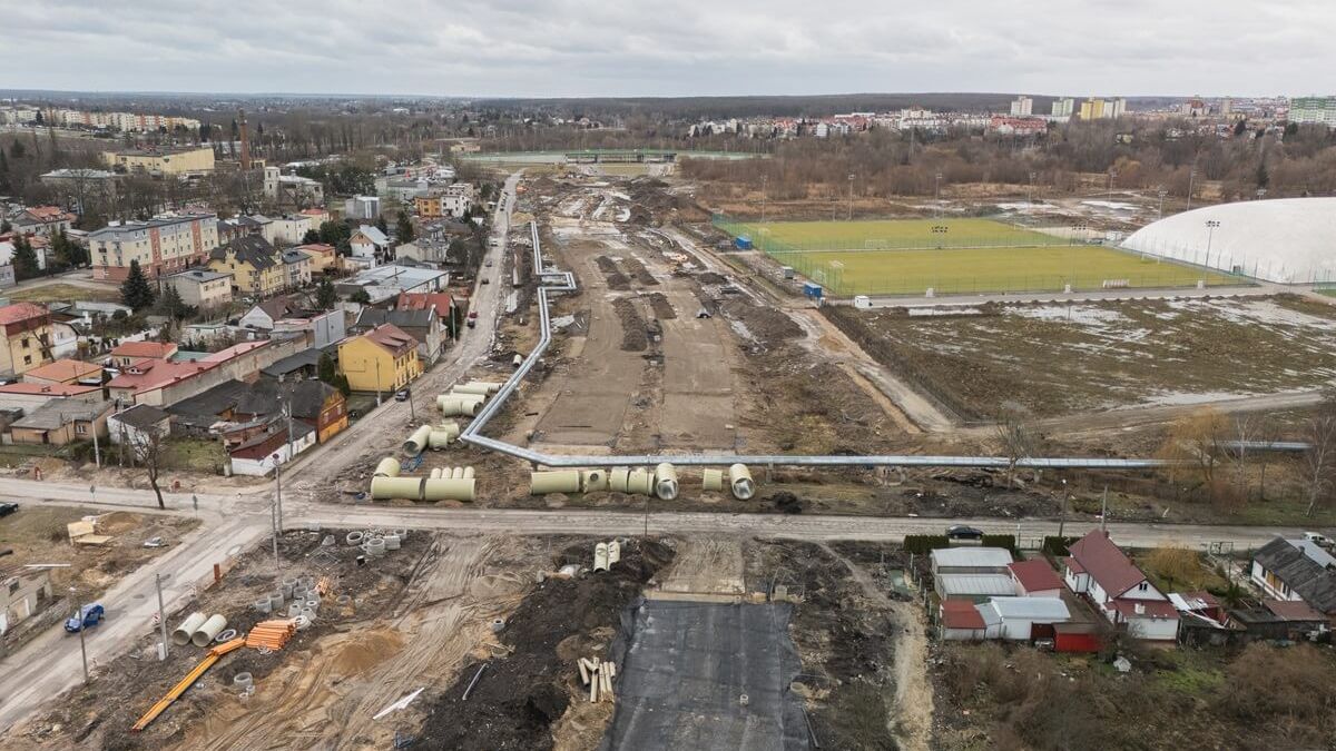 Budowa przedłużenia ul. Lubelskiego Lipca '80 z lotu ptaka