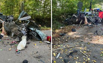 Tragedia pod Bartoszycami. Roztrzaskane audi, nie żyje 27-latek