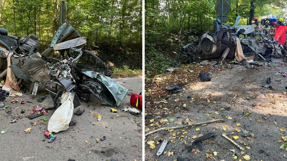  Tragedia pod Bartoszycami. Roztrzaskane audi, nie żyje 27-latek