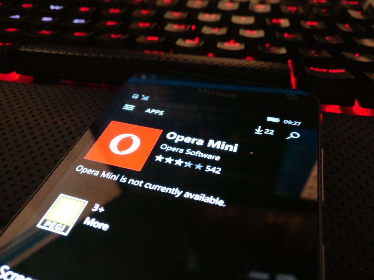 Opera Mini już niedostępna (źródło: mspoweruser.com)