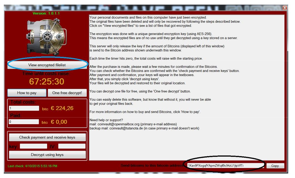 Interfejs CoinVaulta (źródło: Kaspersky Lab)