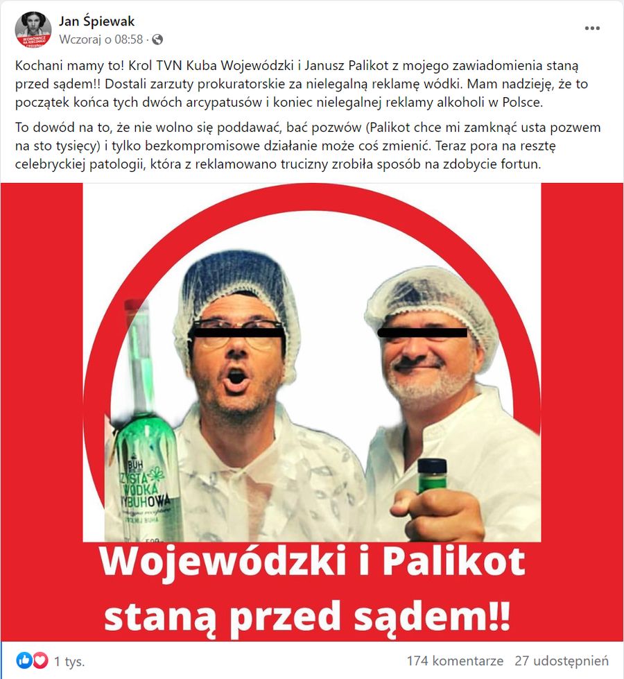 Śpiewak chwali się sukcesem