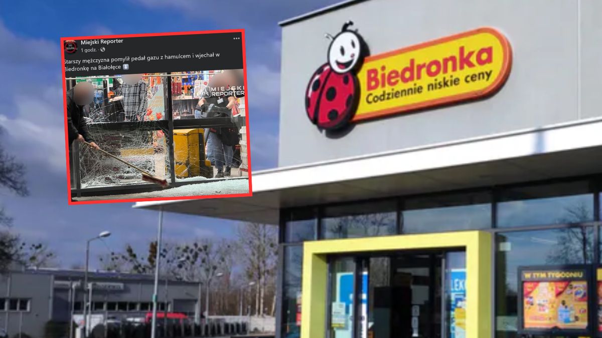 Auto wjechało w witrynę Biedronki  