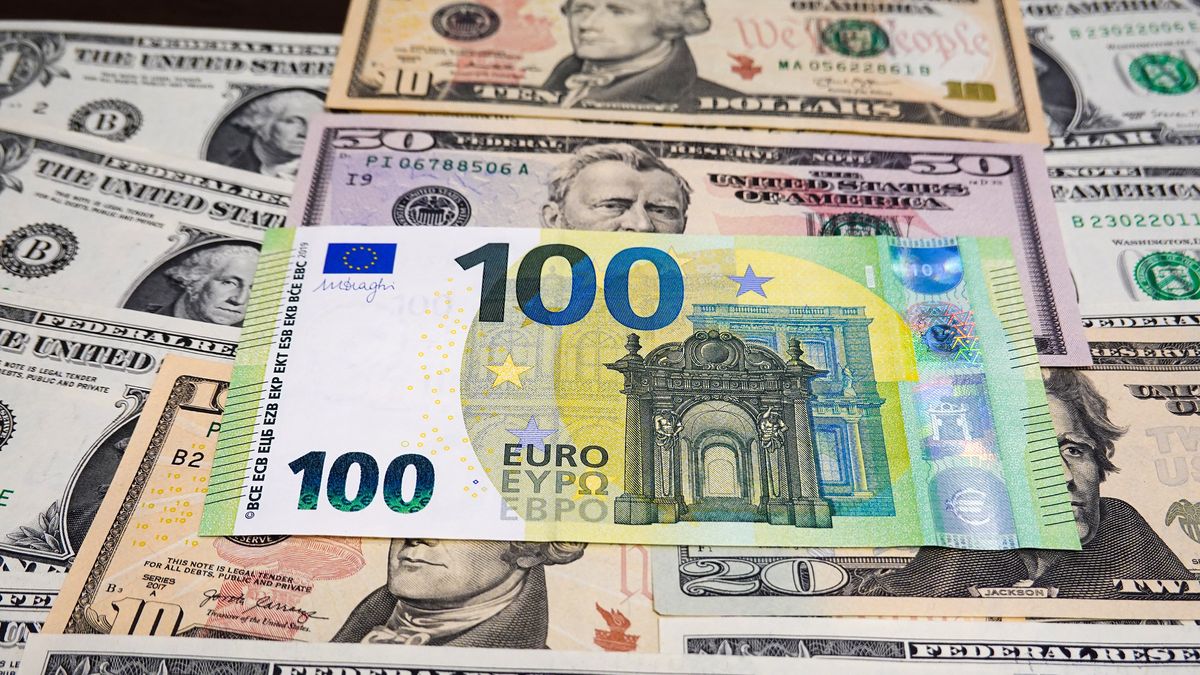 CHINA - 2025/04/10: In this photo illustration, Euro cash and US dollar bills are placed next to each other on a table. US President Donald Trump said on Wednesday that he was pausing his new tariffs for 90 days except for China, which he announced he will raise its tariffs to 125 percent. (Photo Illustration by Sheldon Cooper/SOPA Images/LightRocket via Getty Images)