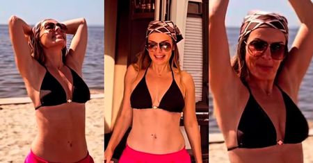 49-letnia Katarzyna Glinka pozdrawia z Helu, eksponując szczupłą sylwetkę w bikini (ZDJĘCIA)