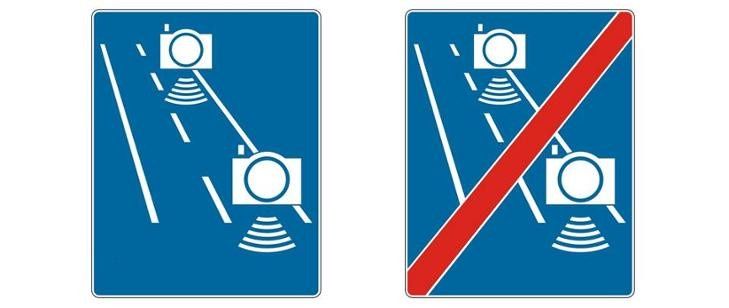 Odcinkowy pomiar prędkości - znak drogowy