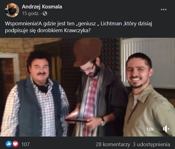 Andrzej Kosmala i Marian Lichtman kłócą się na Facebooku