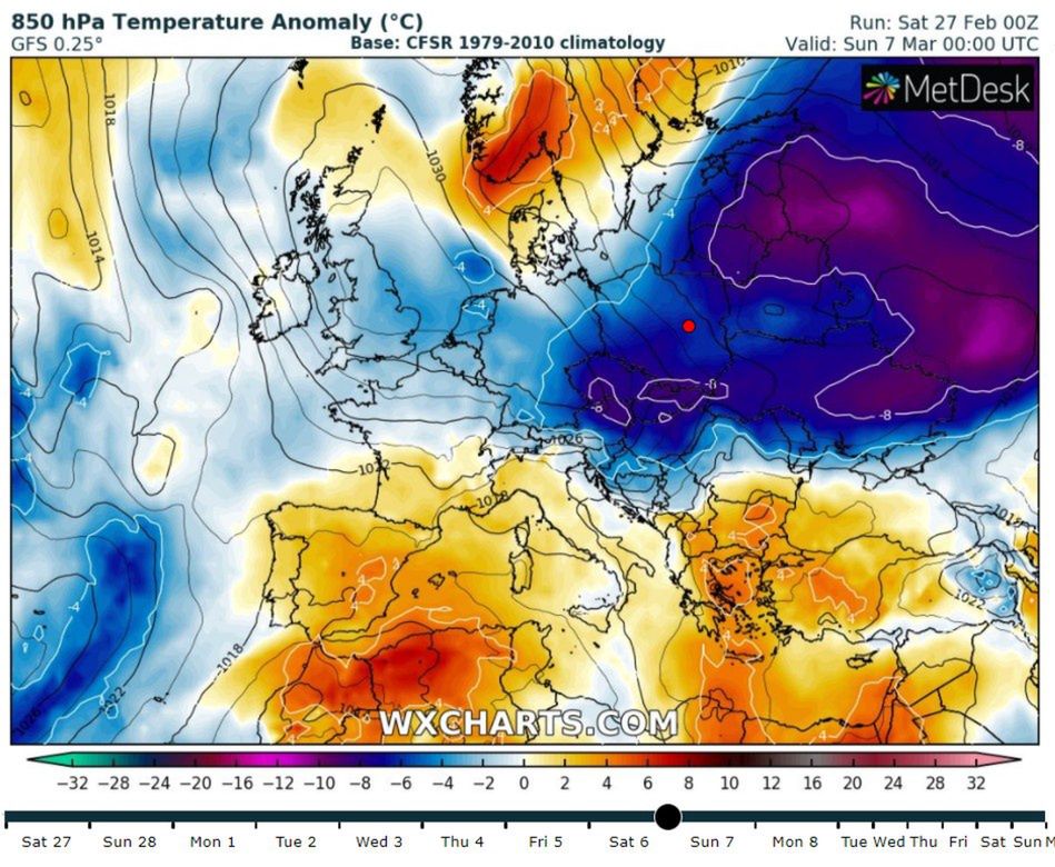 Pogoda. Wraca zima. Nadciąga "bestia z północy"? (wxcharts.com)