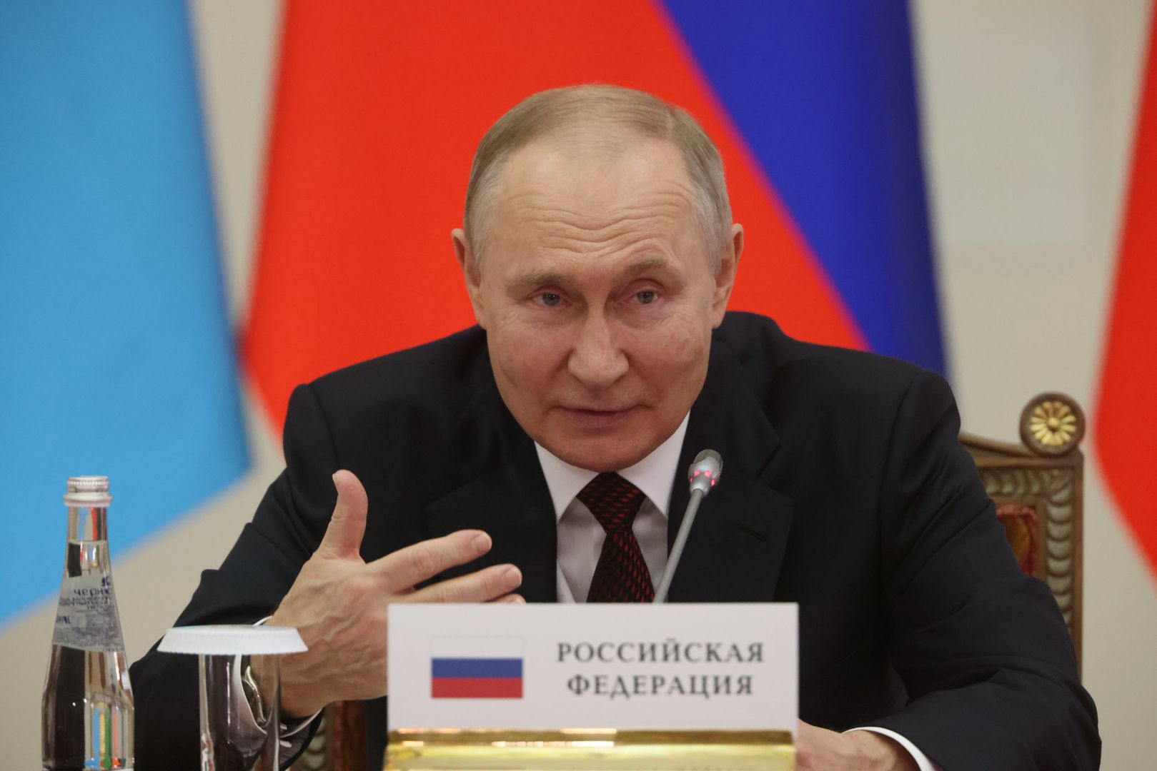 SAINT PETERSBURG, RUSSIA - DECEMBER 26: (RUSSIA OUT) Russian President Vladimir Putin speeches during the Informal Summit of the Commonwealth of Independent States (CIS) on December 26, 2022 in Saint Petersburg, Russia. President Putin arrived in Saint Petersburg to hold the annual leaders summit of ex-Soviet states. (Photo by Contributor/Getty Images)
