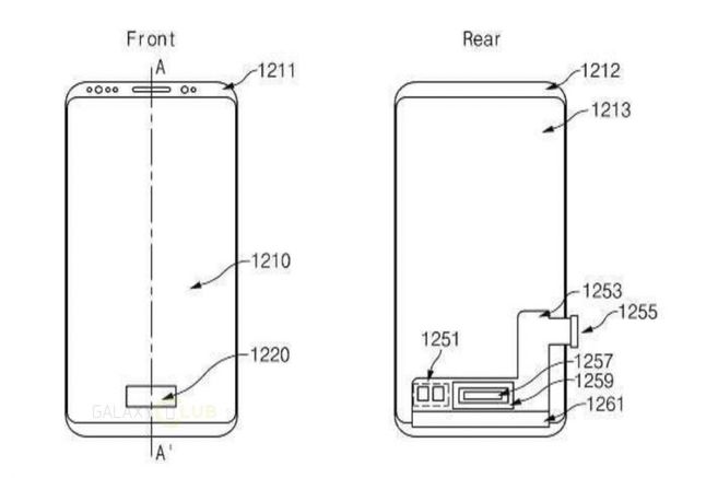 Schemat dołączony do wniosku patentowego Samsunga, który dotyczy czytnika linii papilarnych zintegrowanego z ekranem