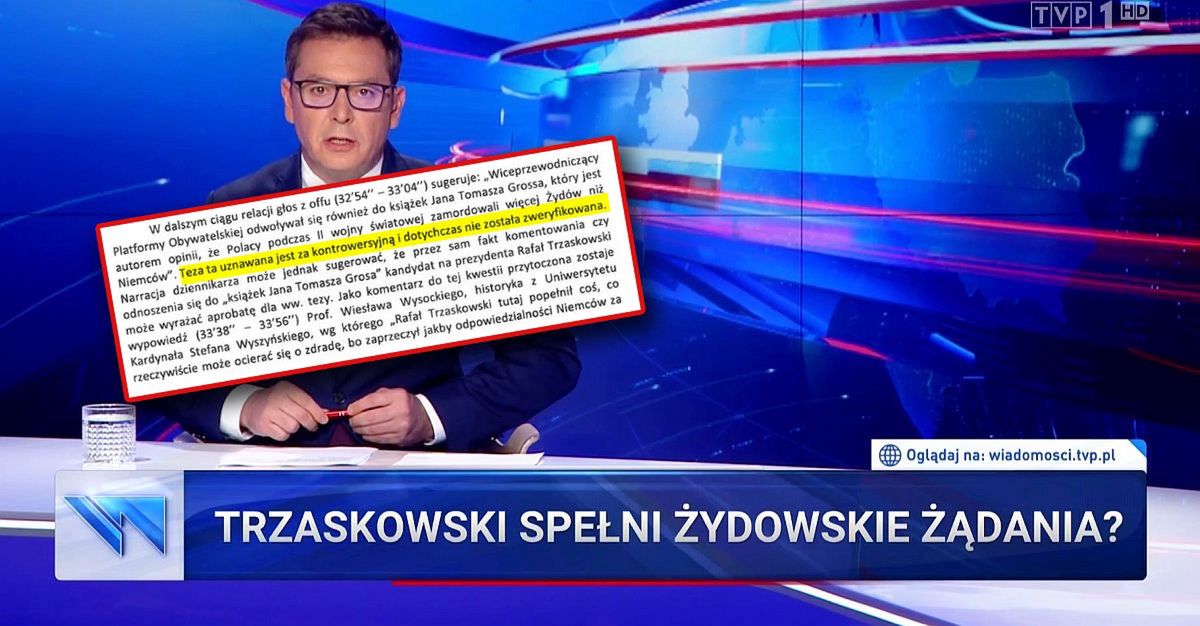 Kolejna skarga na TVP. Tym razem za materiał o "żydowskich żądaniach"