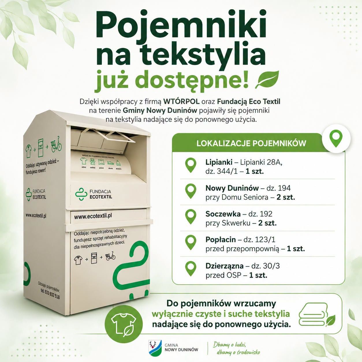 Pojemniki na tekstylia