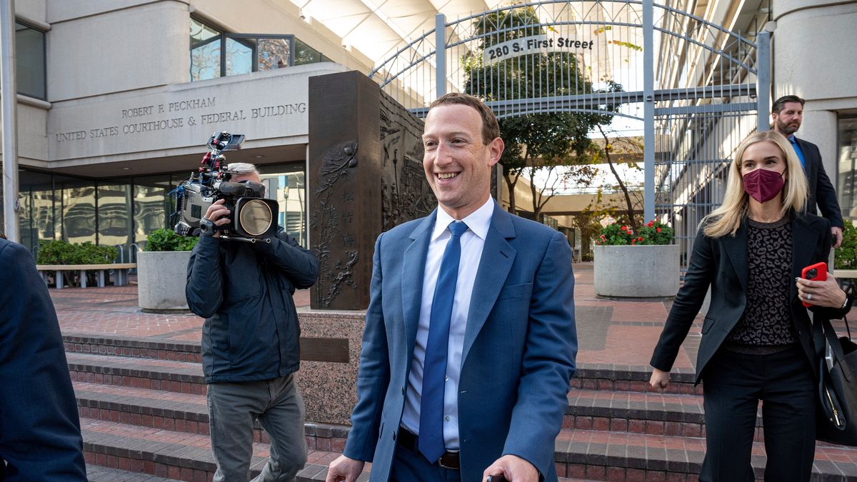 Meta CEO Zuckerberg Testifies In FTC Merger Challenge to VR Deal
Mark Zuckerberg, chief executive officer of Meta Platforms Inc., center, departs from federal court in San Jose, California, US, on Tuesday, Dec. 20, 2022. The Federal Trade Commission claims Meta's plan to buy the competitor will give it an unfair advantage in the burgeoning VR market. Photographer: David Paul Morris/Bloomberg via Getty Images
Bloomberg
ftc merger challenge, us, courts, best photos, court, u.s.a., best photo, americas, judiciary, u.s., united states of america, north american, american