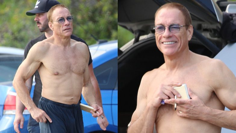 59-letni Jean-Claude Van Damme eksponuje muskularny tors, paląc podejrzanie wyglądającego skręta na plaży (ZDJĘCIA)