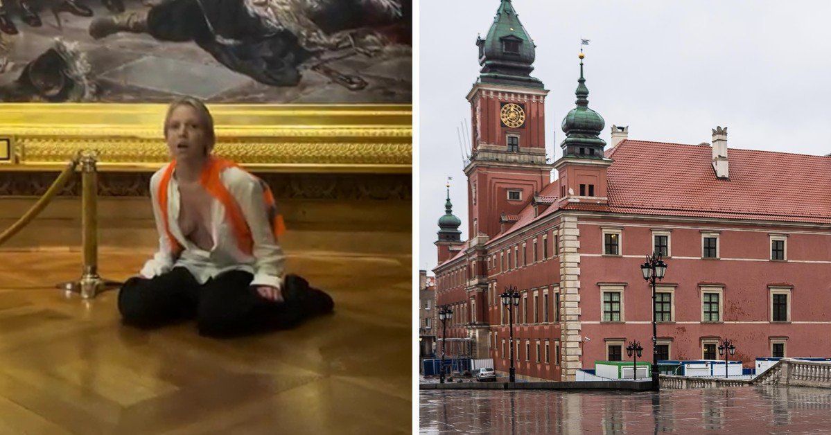 Skandal na Zamku Królewskim. Aktywistka obnażyła się przed słynnym obrazem. "Wisła wysycha, ludzie giną na granicy"