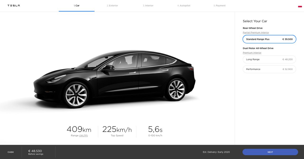 Tesla w polskim konfiguratorze. Znamy ceny aut