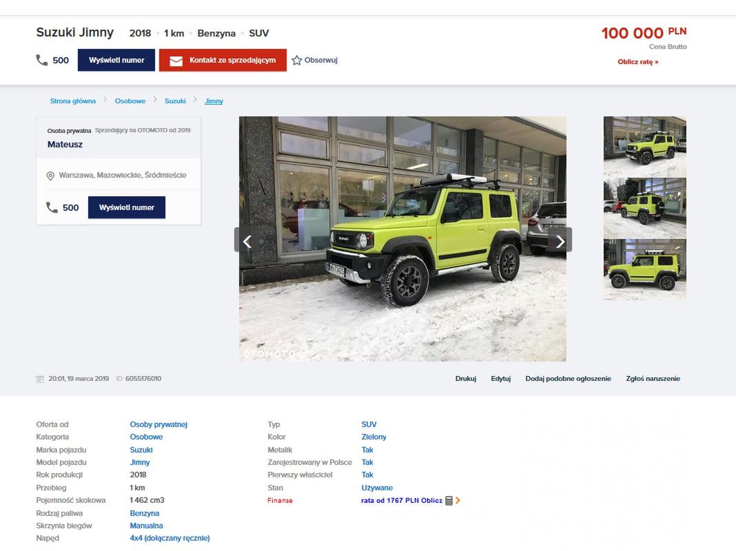 Ogłoszenie Jimny'ego