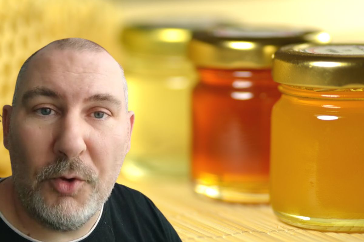 The beekeeper explains where honey should be stored. The kitchen cabinet is a terrible place.