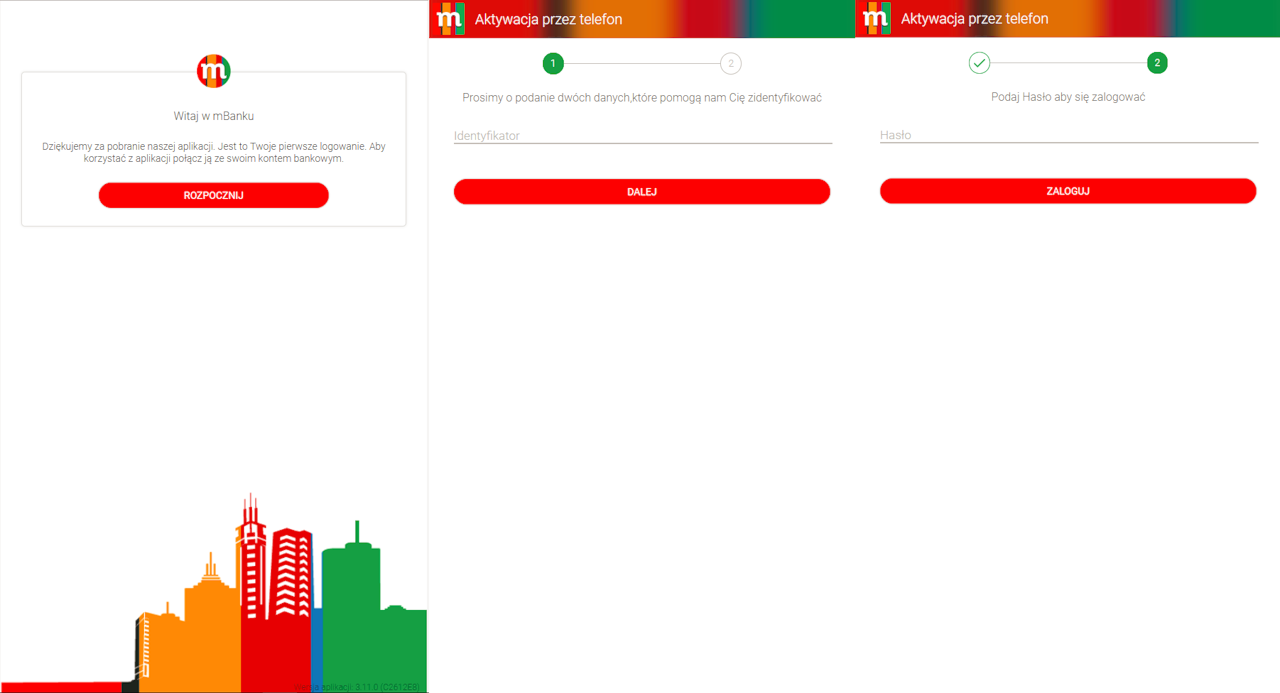 Interfejs aplikacji na Androida, która ponad pół roku temu udawała oficjalny program mBanku, źródło: mBank.