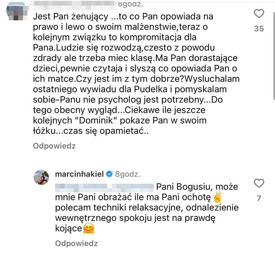 Internautka uderza w Marcina Hakiela