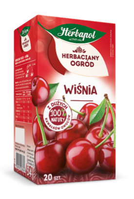 Herbaciany Ogród o smaku Wiśni
Zawartość opakowania: 54 g 
20 saszetek x 2,7 g
