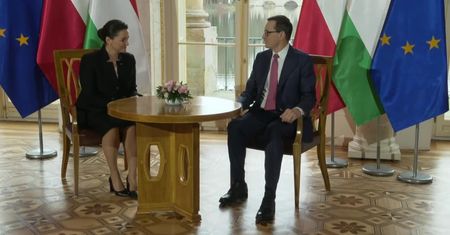 Premier Mateusz Morawiecki spotkał się w Łazienkach Królewskich z prezydent Węgier Katalin Novak