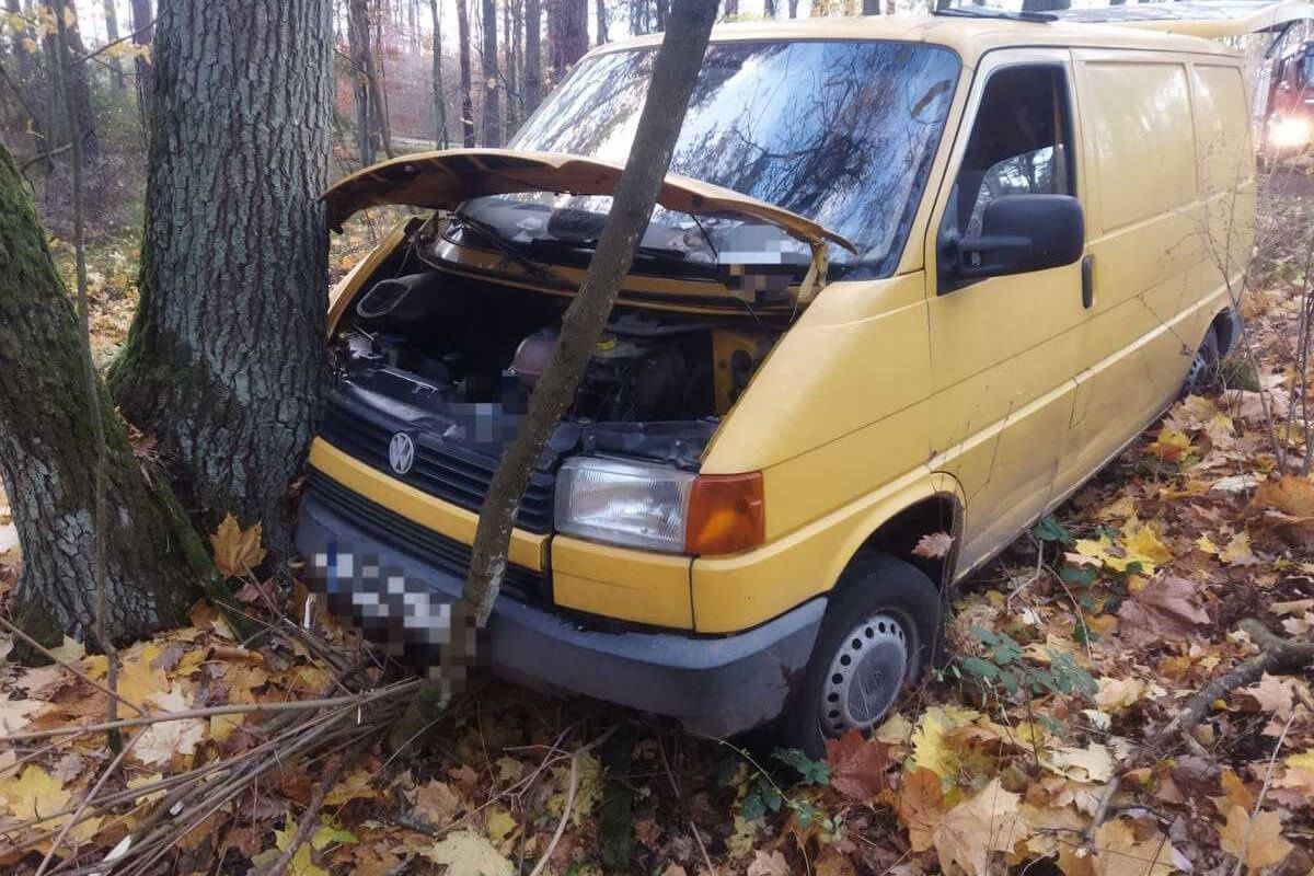 Samochód dostawczy uderzył w drzewo, miejscowość Jankowa