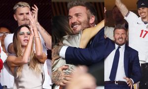 David Beckham SKACZE Z RADOŚCI, świętując z Victorią i dziećmi (BEZ BROOKLYNA) AWANS Anglii do półfinału mistrzostw świata! (ZDJĘCIA)