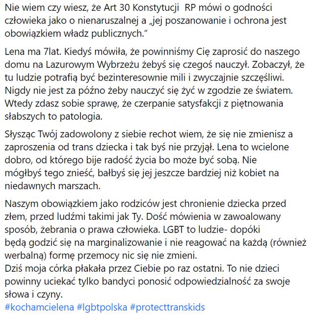 Powodem były słowa wypowiedziane podczas spotkania we Włocławku