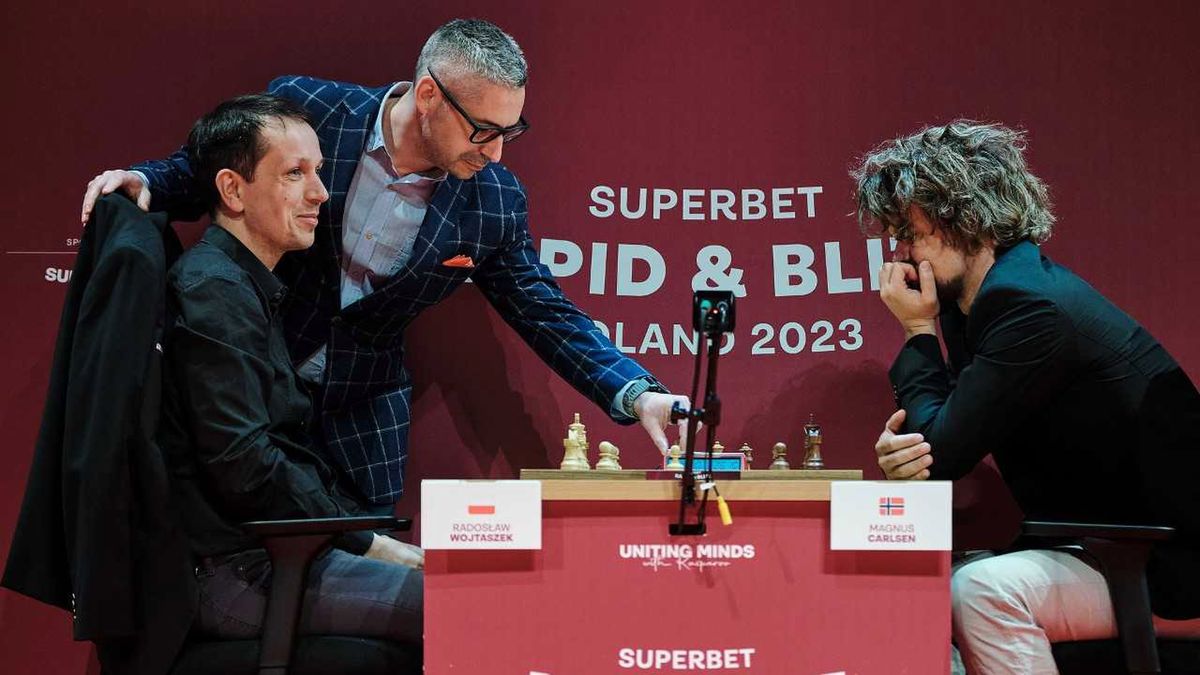 Na zdjęciu od lewej: Radosław Wojtaszek i Magnus Carlsen