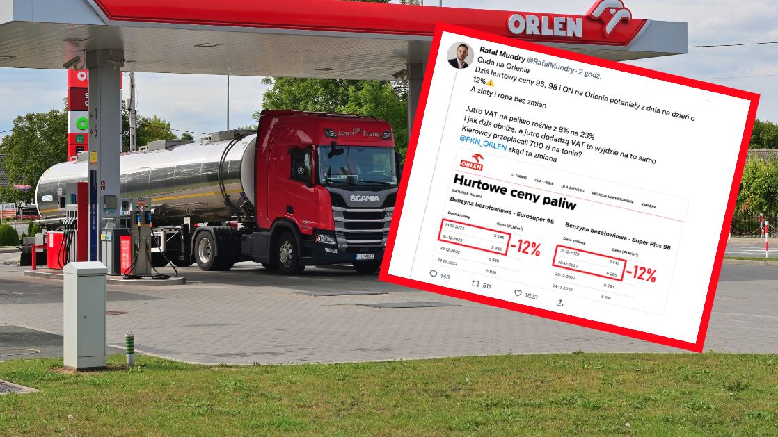 Ekonomista Rafał Mundry uważa, że tak znacząca obniżka w cenniku hurtowym Orlenu dowodzi, że tankowanie mogłoby być tańsze już wcześniej