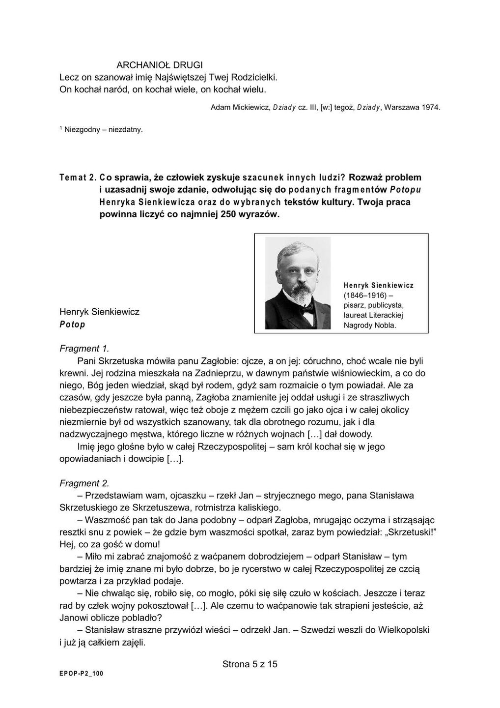 Matura 2024. J. polski. Arkusze CKE. Formuła 2015