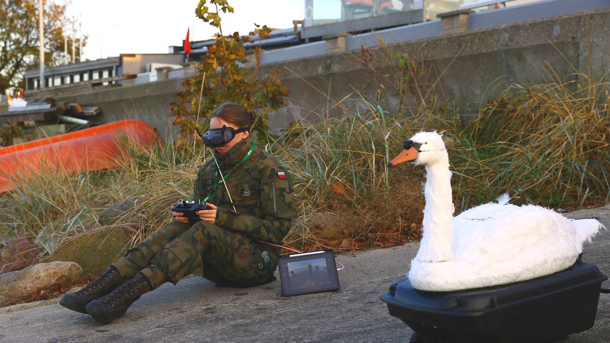 Dron Kaczka w formie płynącego łabędzia