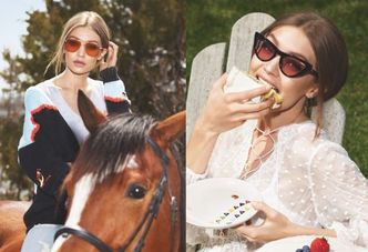 Gigi Hadid na koniu promuje okulary