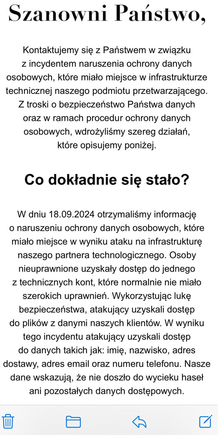 Wiadomość od New Balance w sprawie wycieku danych