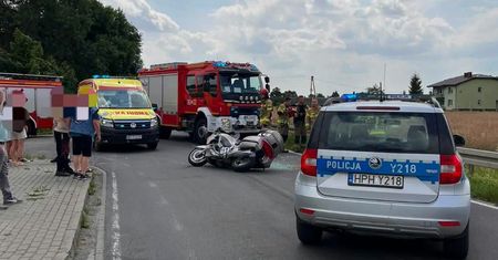 52-letni motocyklista trafił do szpitala po wypadku w Machcinie. Droga z Płocka całkowicie zablokowana!