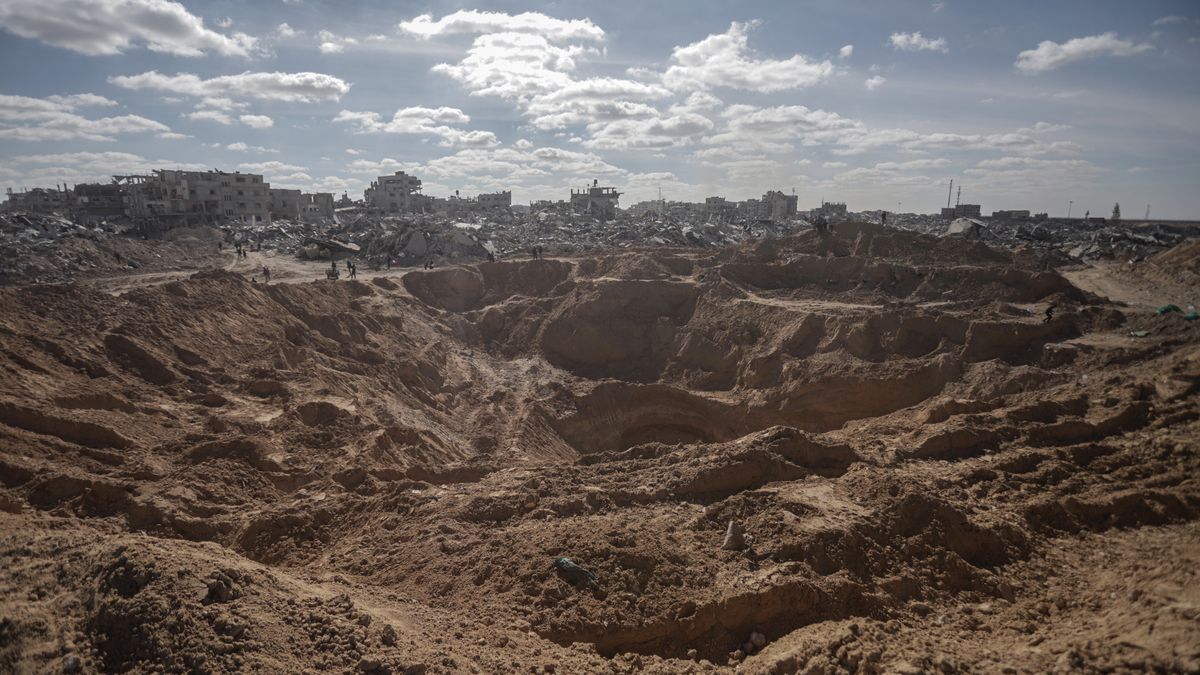 Land cleared by Israeli military forces in Rafah, Gaza, on Monday, Jan. 20, 2025. In Gaza, the question of who will run the territory of 2.2 million people and oversee rebuilding efforts is unresolved. Photographer: Ahmad Salem/Bloomberg via Getty Images